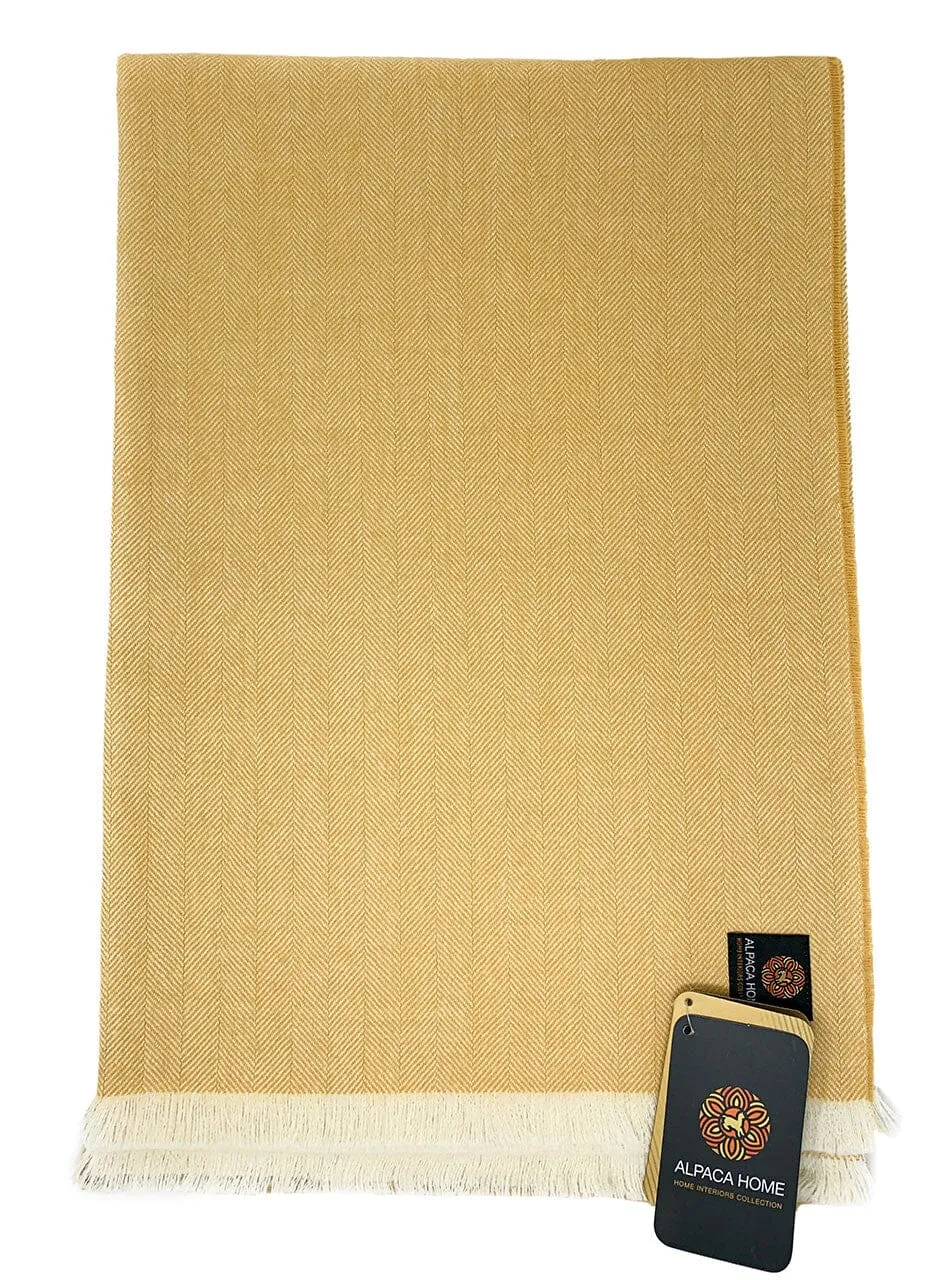 Modern Herringbone Throw Blankets 100% Baby Alpaca Wool
