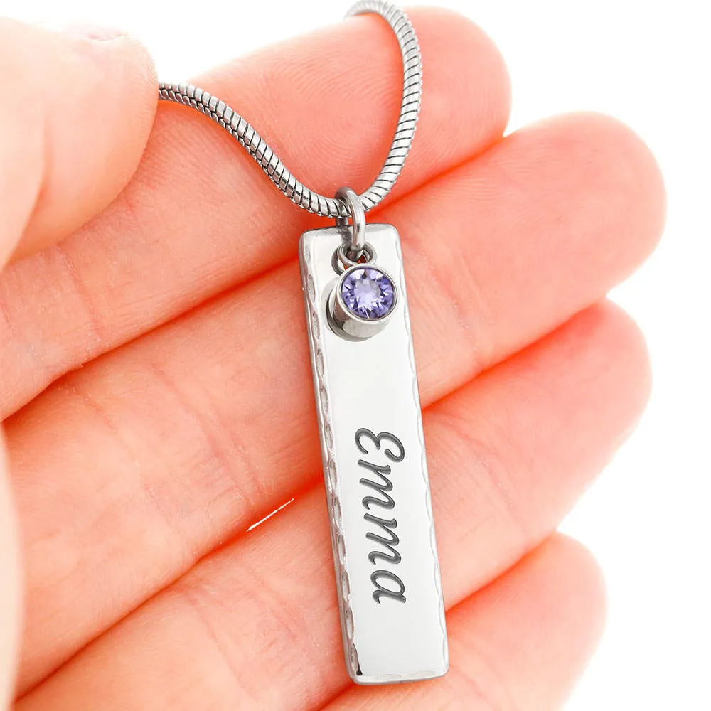 Mommy's First Christmas-Birthstone/Name Necklace