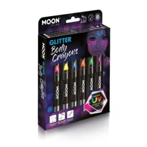 Moon Glow Neon Uv Glitter Body Crayons, Assorted