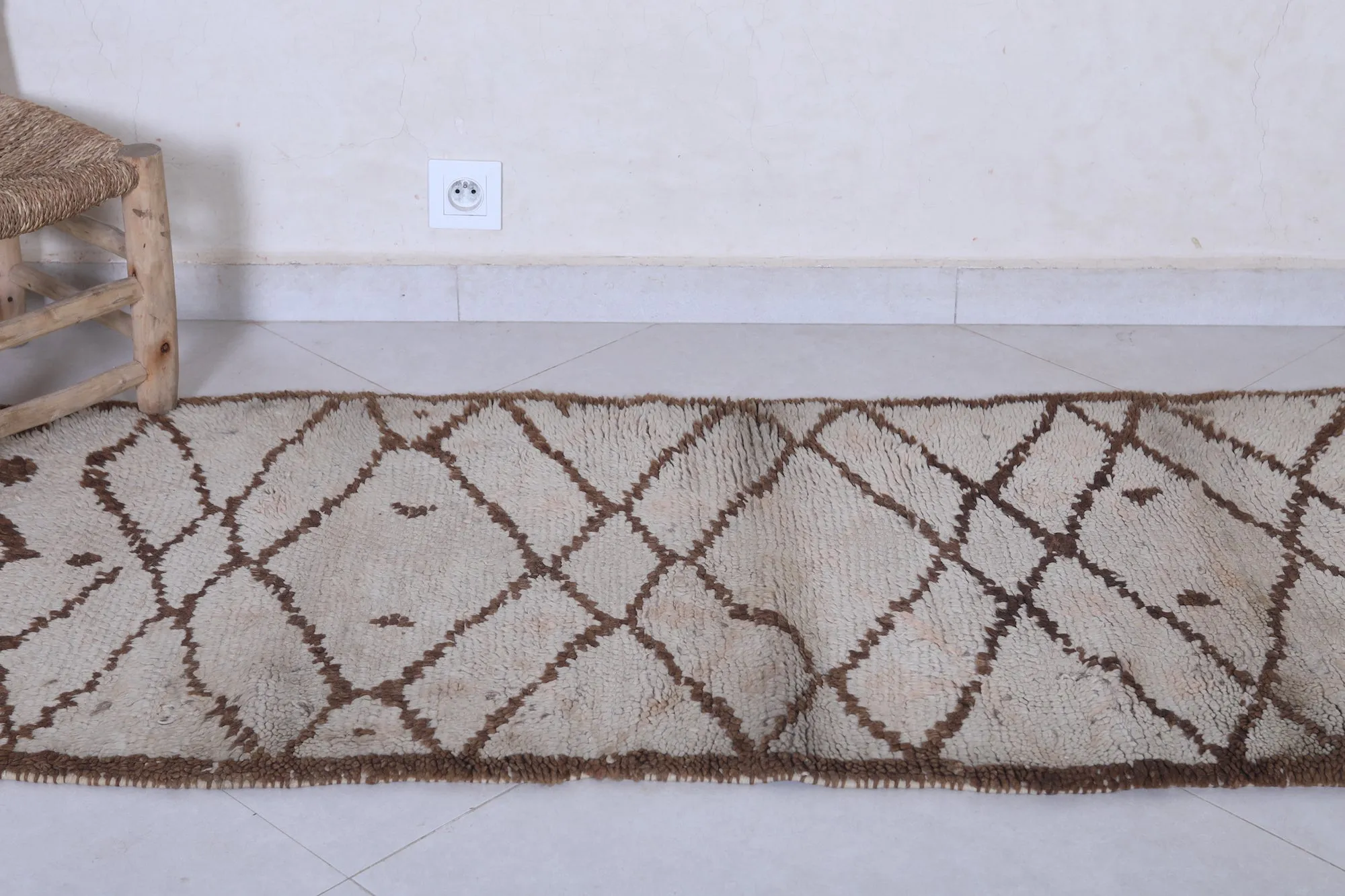 Moroccan Rug - Handwoven 2.4ft x 5.8ft | Classic Berber Diamond Design