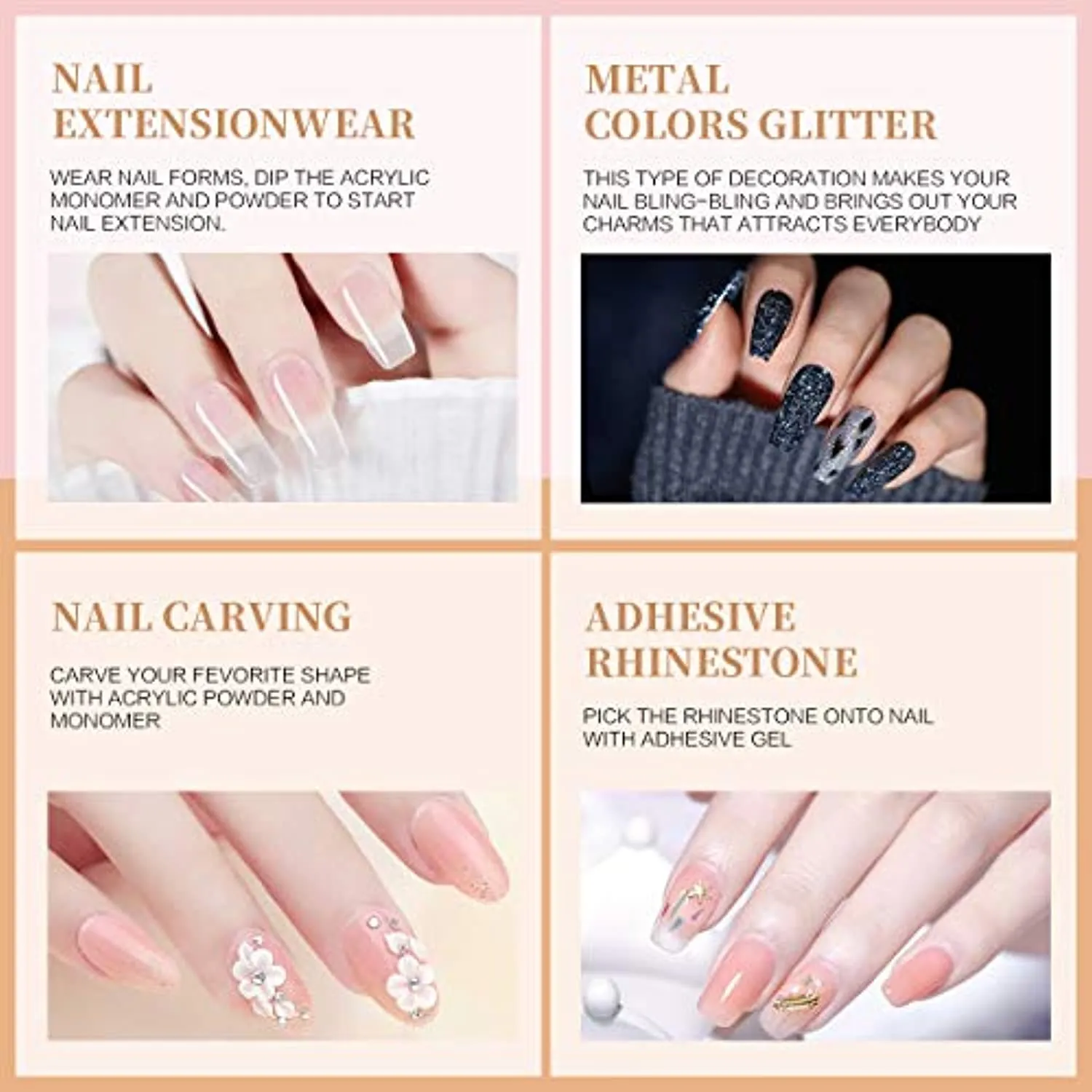 Morovan Acrylic Nail Kit with 12 Glitter Powder and Liquid Set - Professional Acrylic Nail Powder French Nail Tips, Practice Hand for Acrylic Nails Brushes Nail Art Tools Decoration DIY Nail Kit