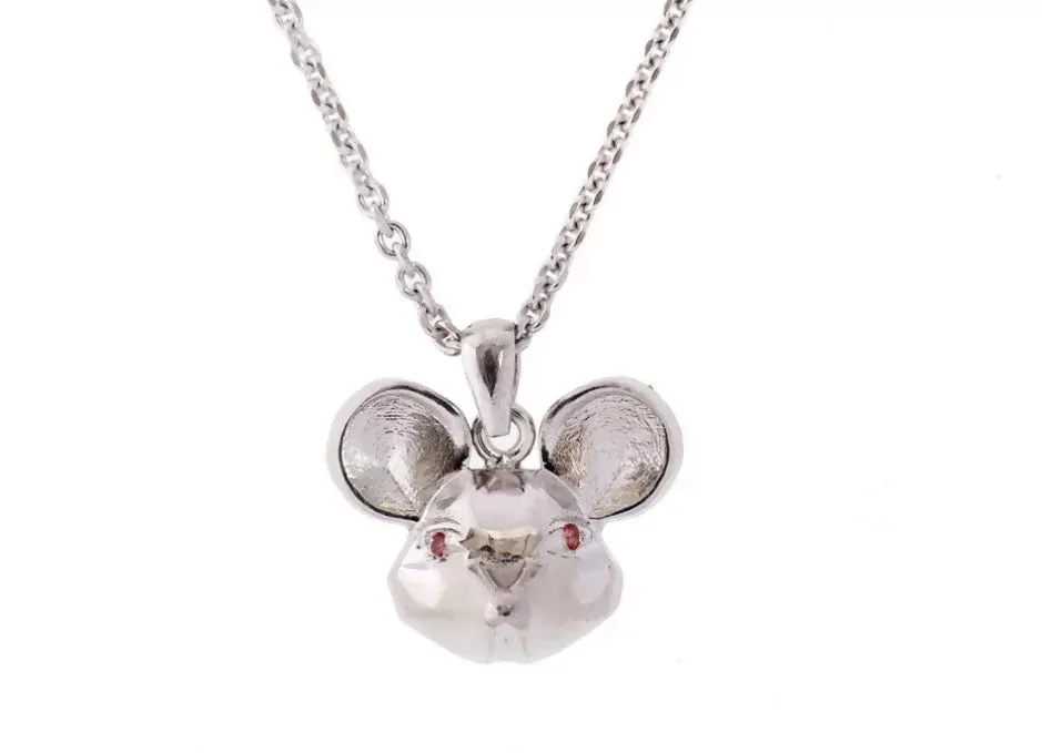 Mouse 3D Pendant / Necklace in Sterling Silver with Gemstones / VYVYD Collection