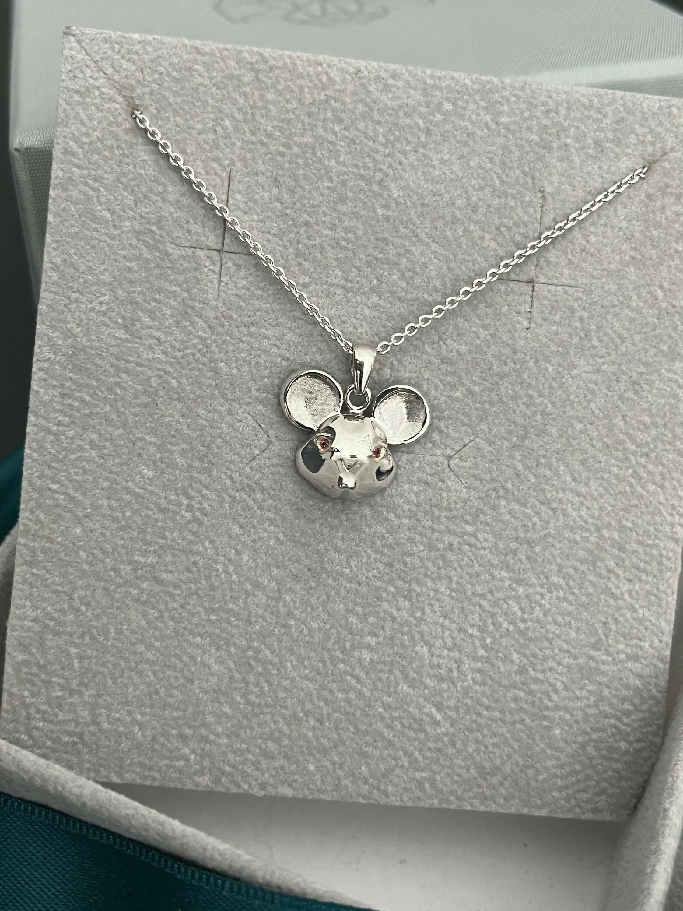Mouse 3D Pendant / Necklace in Sterling Silver with Gemstones / VYVYD Collection