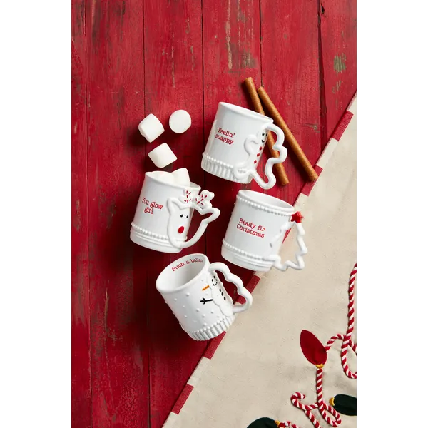 Mud Pie Christmas Figural Handle Mug