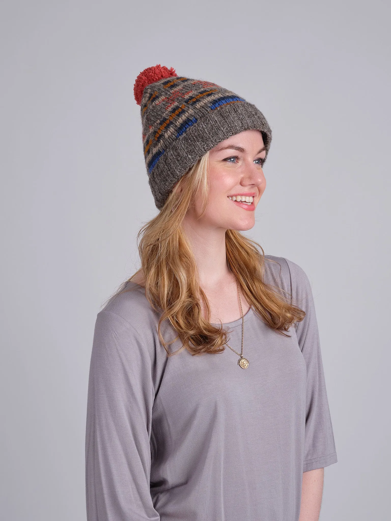 Multi-Color Pom Pom Beanie.