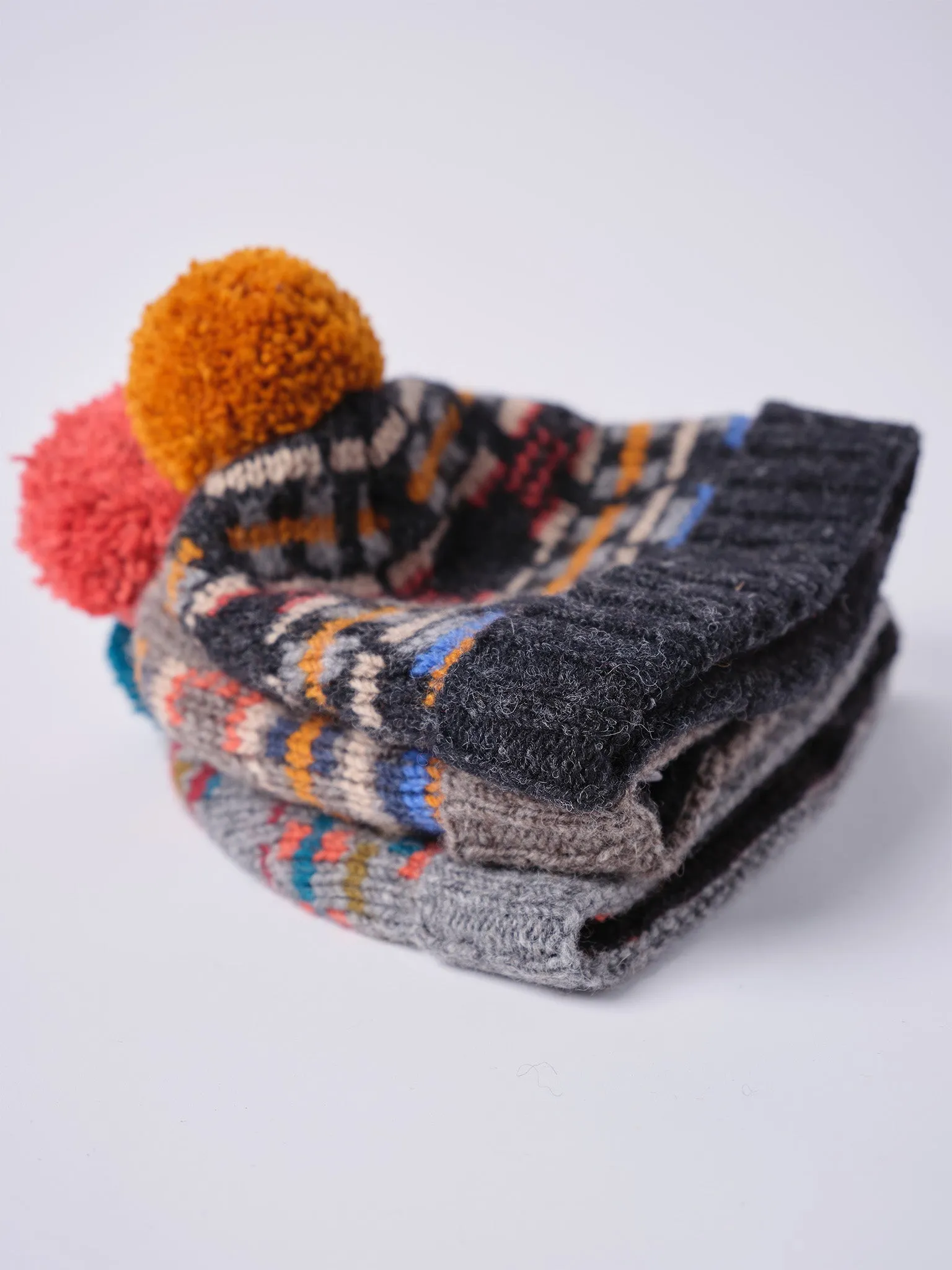 Multi-Color Pom Pom Beanie.