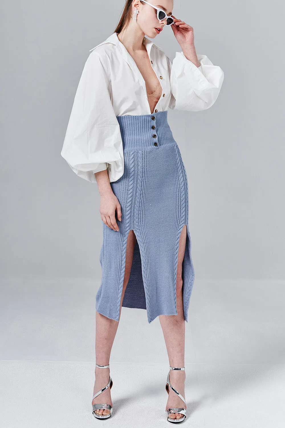 Naomi M-Slit Knit Skirt