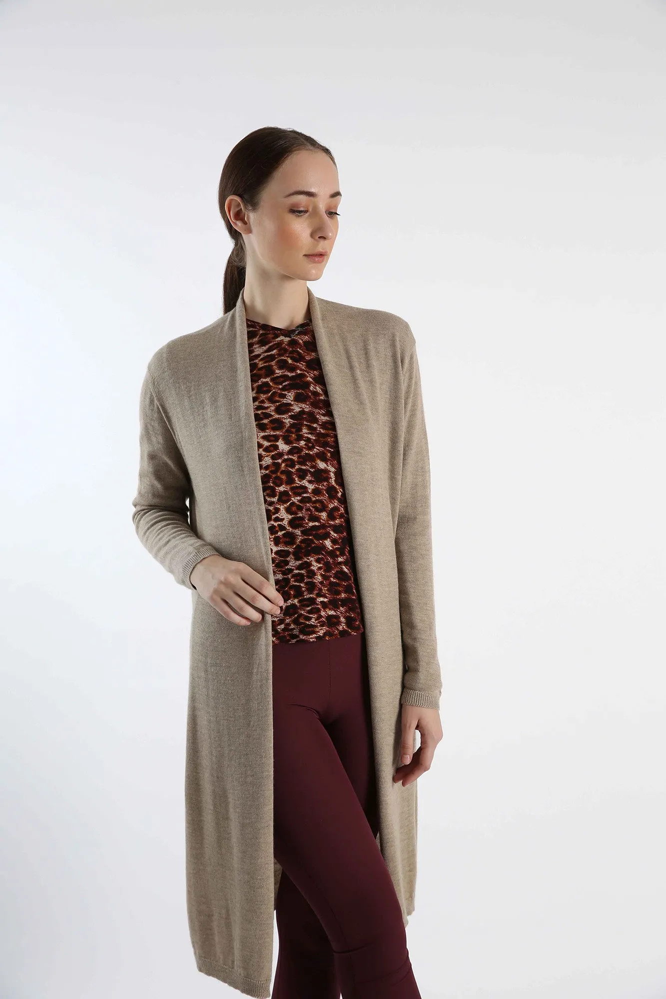 Natural Color 100% Cashmere Cardigan