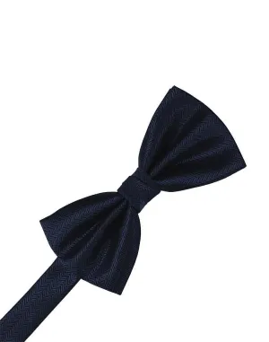 Navy Herringbone Kids Bow Tie