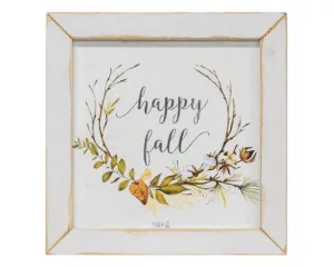 Neutral 'Happy Fall' wall hanging framed print