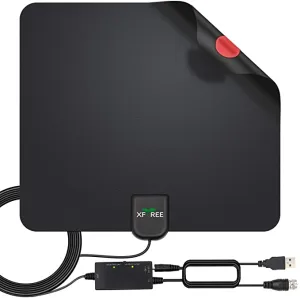 New HDTV Antenna, 2021 Newest Indoor Digital TV Antenna Long 130 Miles Range with Amplifier Signal Booster, 4K HD VHF UHF Freeview for Life Local Channels Support All Television -16.5ft Coax Cable (130 Miles)