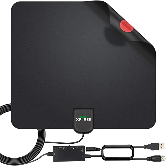 New HDTV Antenna, 2021 Newest Indoor Digital TV Antenna Long 130 Miles Range with Amplifier Signal Booster, 4K HD VHF UHF Freeview for Life Local Channels Support All Television -16.5ft Coax Cable (130 Miles)