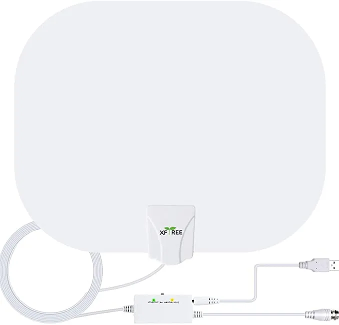 New TV Antenna, 2021 Newest Indoor Digital HDTV Antenna 130 Miles Range with Amplifier Signal Booster, 4K HD VHF UHF Freeview for Life Local Channels Support All Television -16.5ft Coax Cable (White)