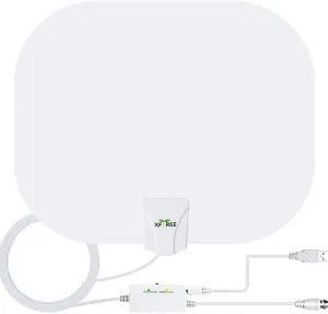New TV Antenna, 2021 Newest Indoor Digital HDTV Antenna 130 Miles Range with Amplifier Signal Booster, 4K HD VHF UHF Freeview for Life Local Channels Support All Television -16.5ft Coax Cable (White)