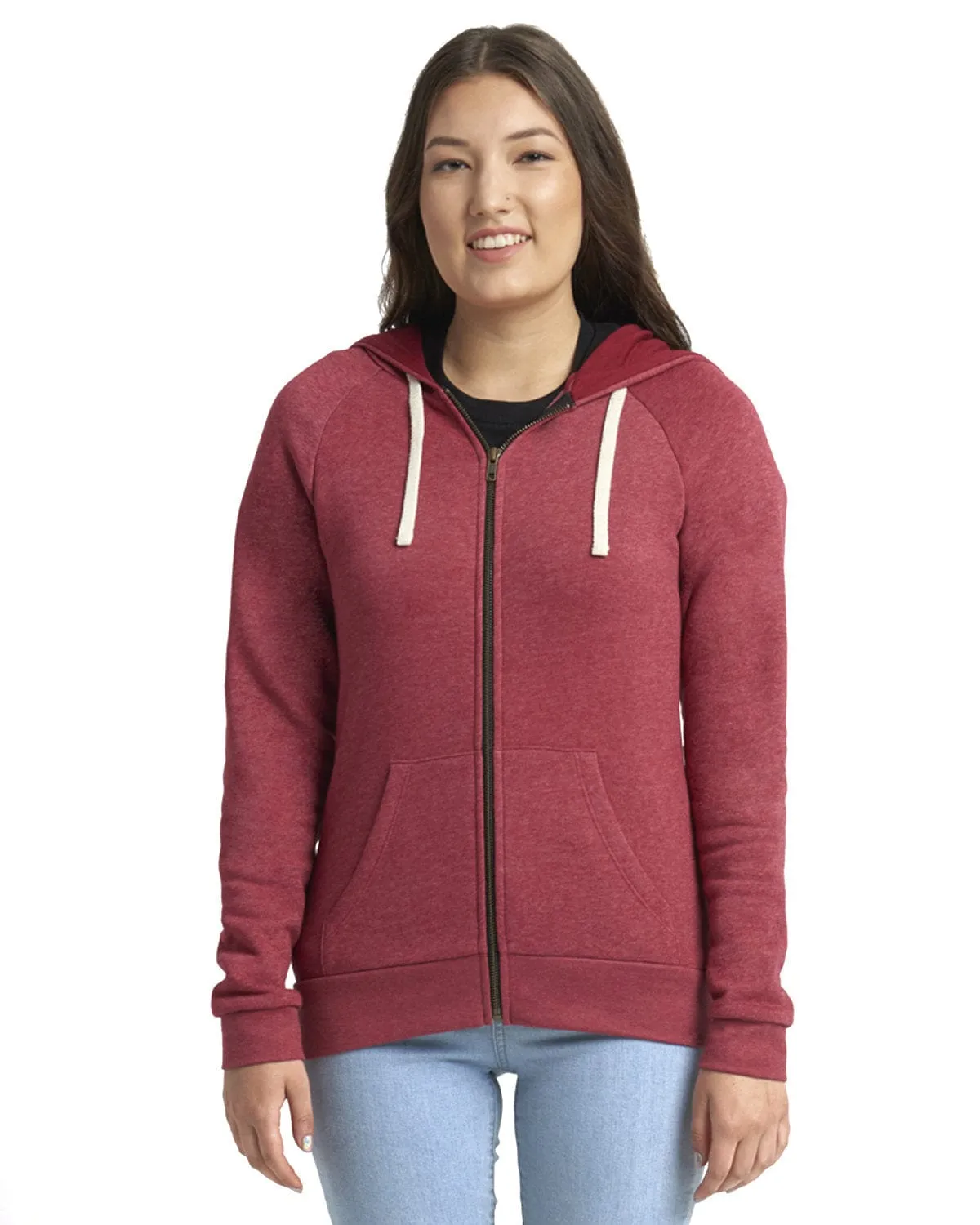 Next Level Apparel Ladie's Malibu Raglan Full-Zip Hooded Sweatshirt