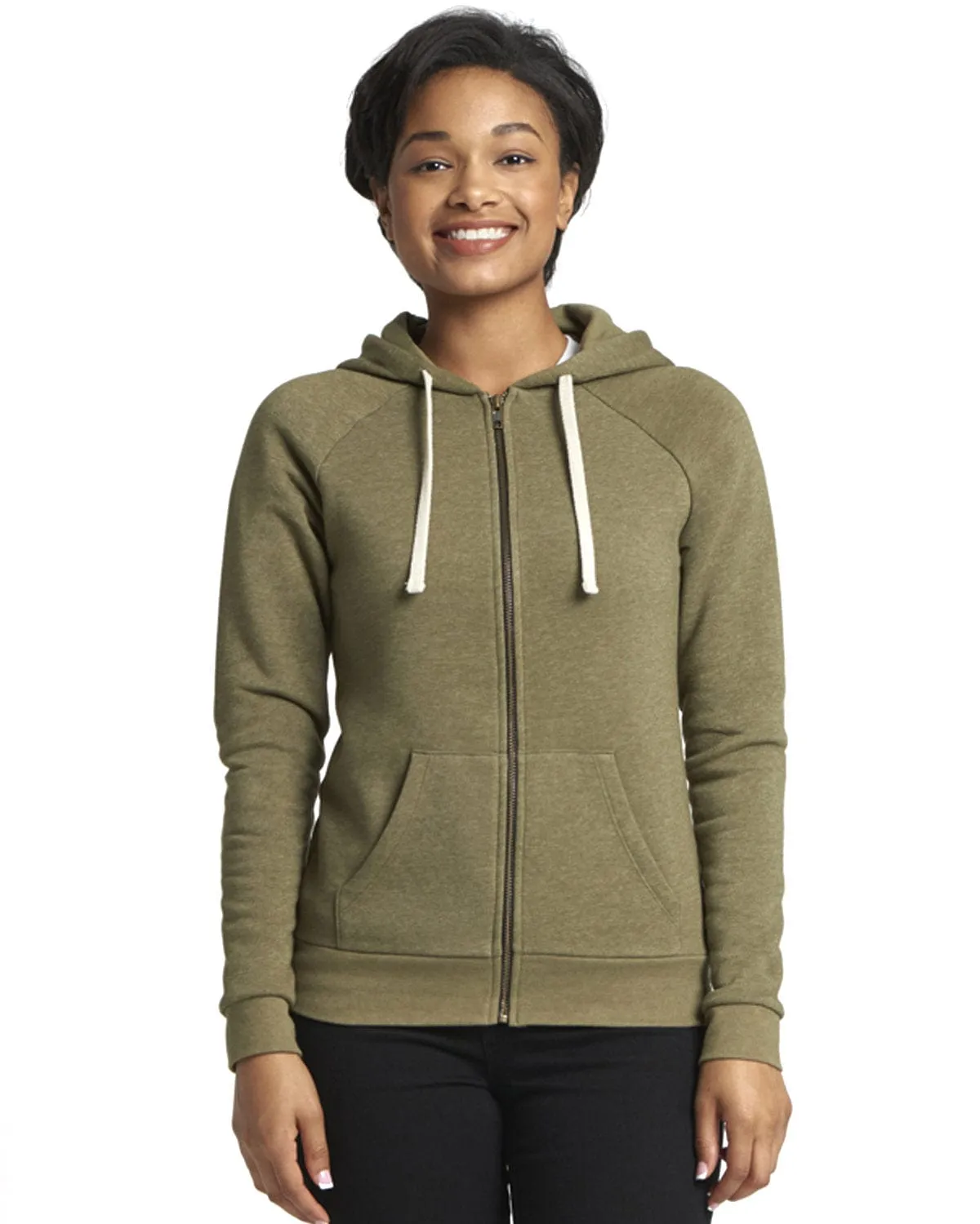 Next Level Apparel Ladie's Malibu Raglan Full-Zip Hooded Sweatshirt