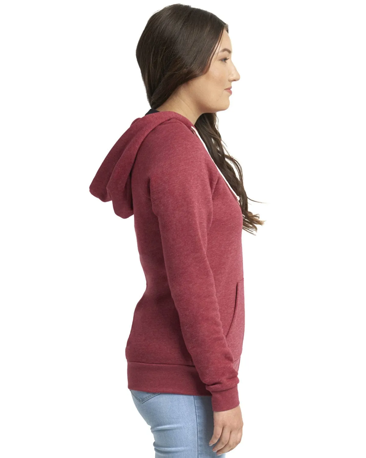 Next Level Apparel Ladie's Malibu Raglan Full-Zip Hooded Sweatshirt