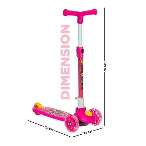 NHR Smart Kick Scooter, 3 Adjustable Height, Foldable,Front Wheel Light & PVC Wheels for Kids (3 to 8 Years ,Pink)