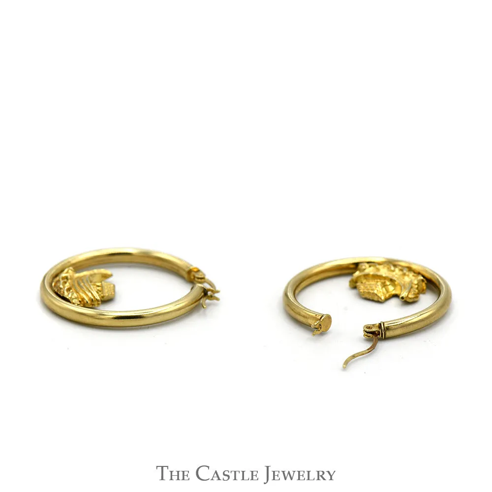 Noah's Ark Hoop Earrings in 14k Yellow Gold