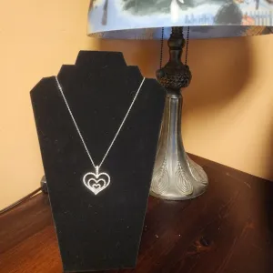 Nolan Miller Silver Plated Austrian Crystal Triple Heart Pendant Necklace