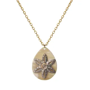 Nouveau Floral Teardrop Pendant Necklace