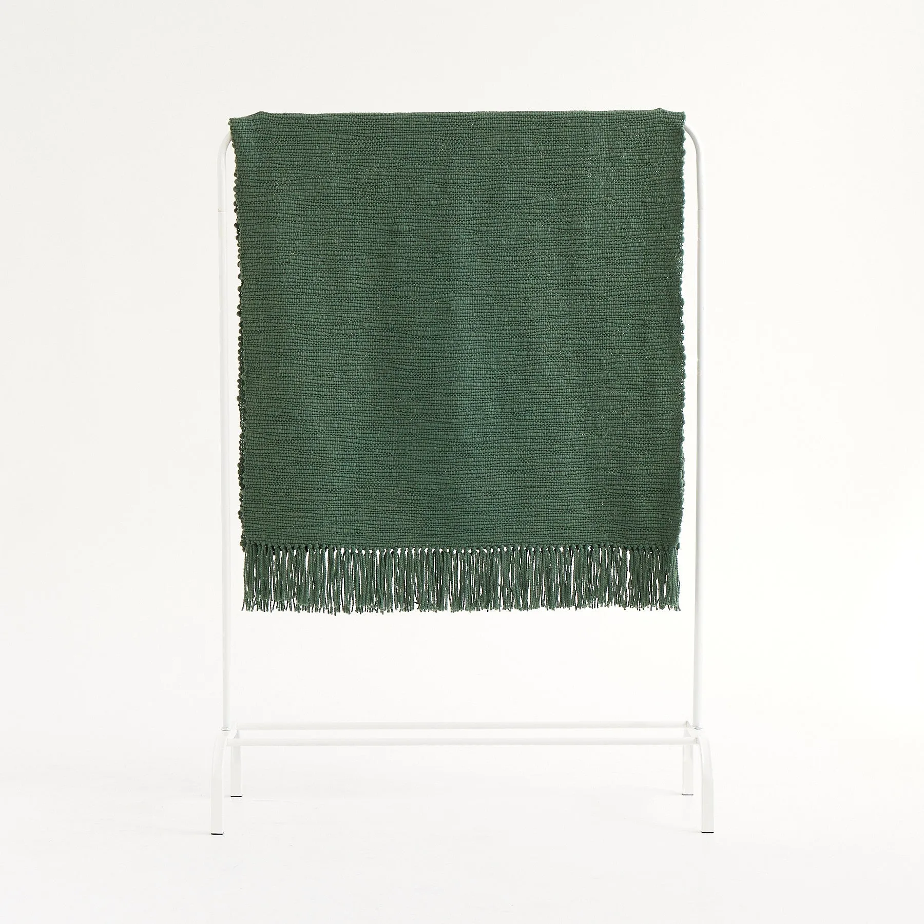 Olive Green Chunky Woven Blanket - Cozy Up in Sustainable Style - Handmade with Irregular Merino Wool Texture