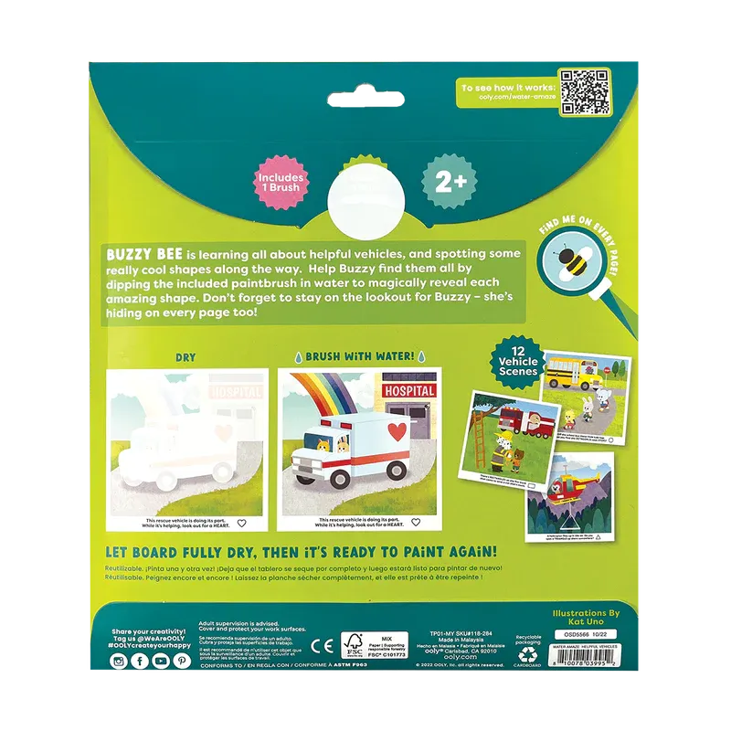 Ooly Water Amaze Water Reveal Boards - Helpful Vehicles