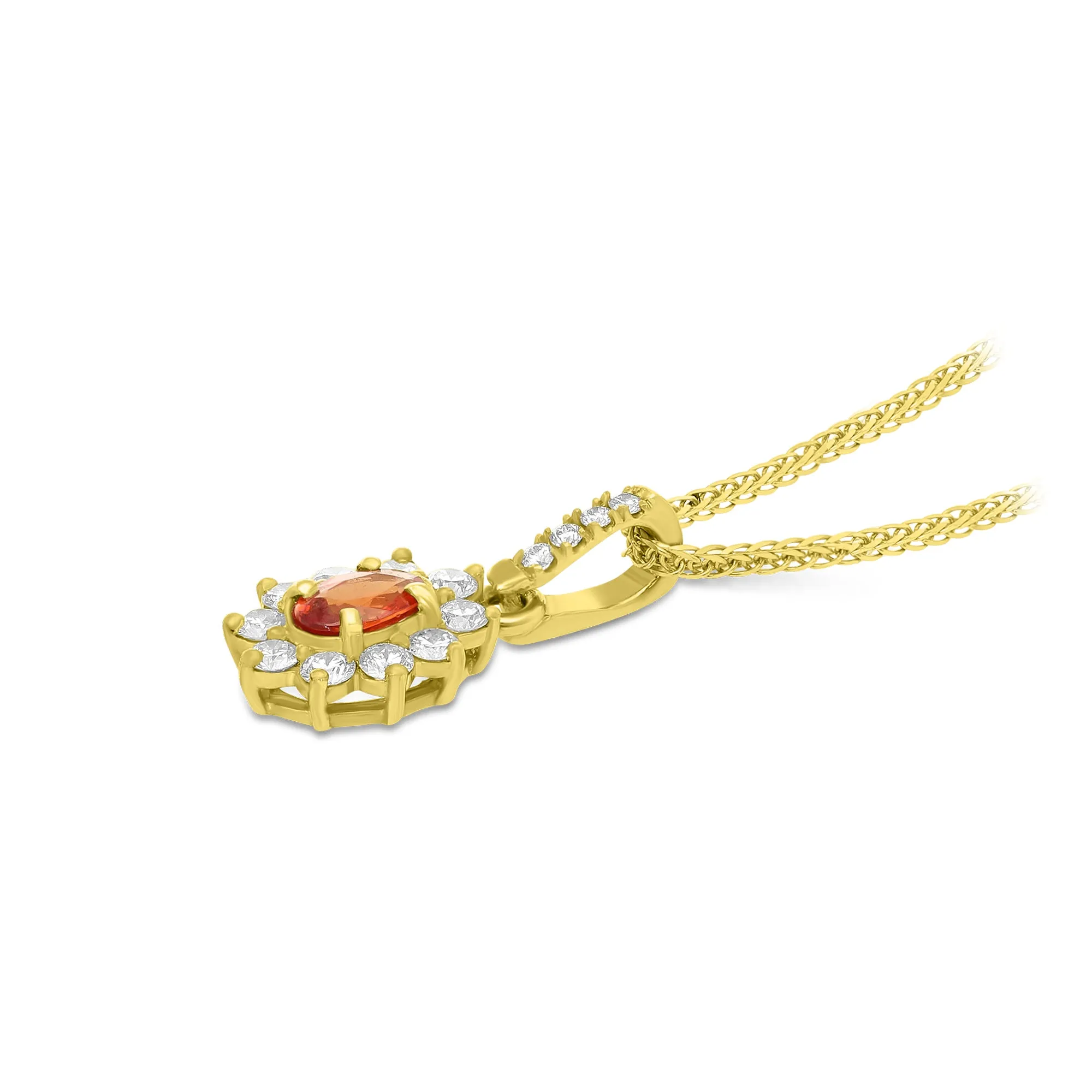 Orange Sapphire Flower Shaped Pendant - 1.01 Carat