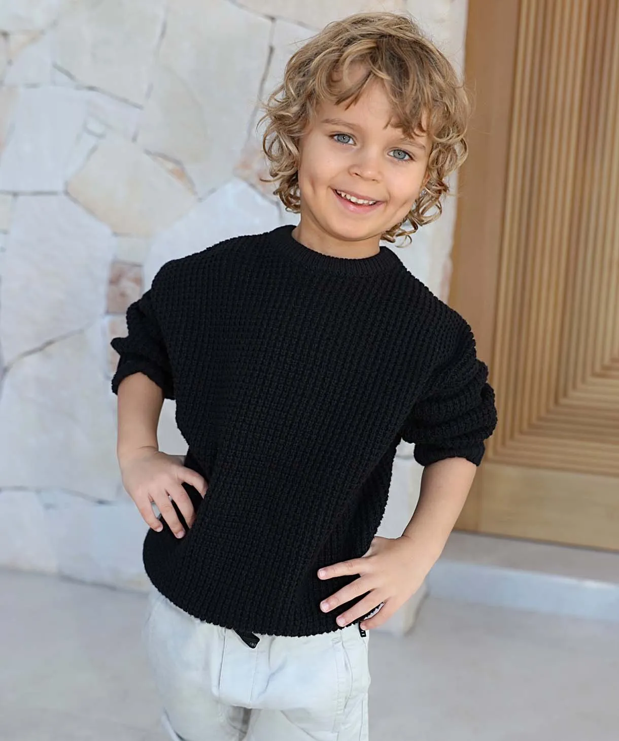 Oversize Waffle Knit - Washed Black