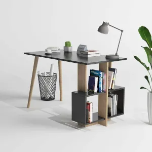 P&W | White Desk with Storage Study Desk Nordic Desk