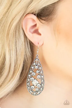 Paparazzi Drop-Dead Dazzle - White Earrings