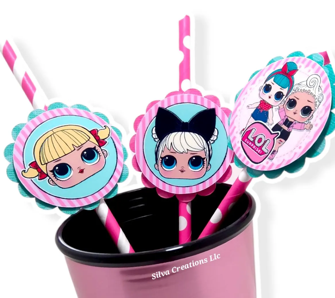 Paper Straws LOL Doll Surprise Themed / 10 pcs.