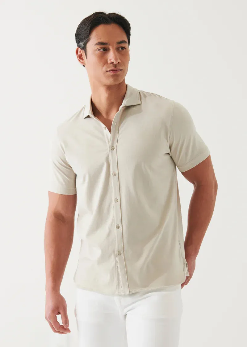 Patrick Assaraf Knit Front Shirt- Seal