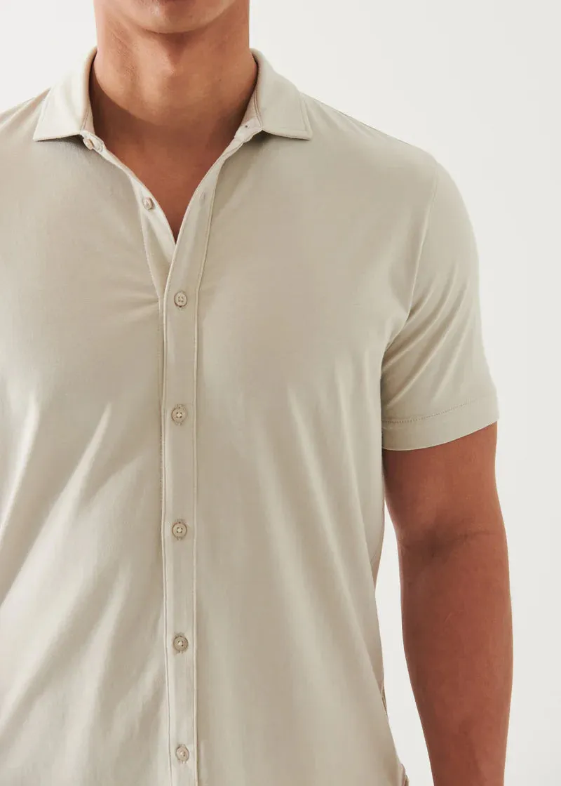 Patrick Assaraf Knit Front Shirt- Seal