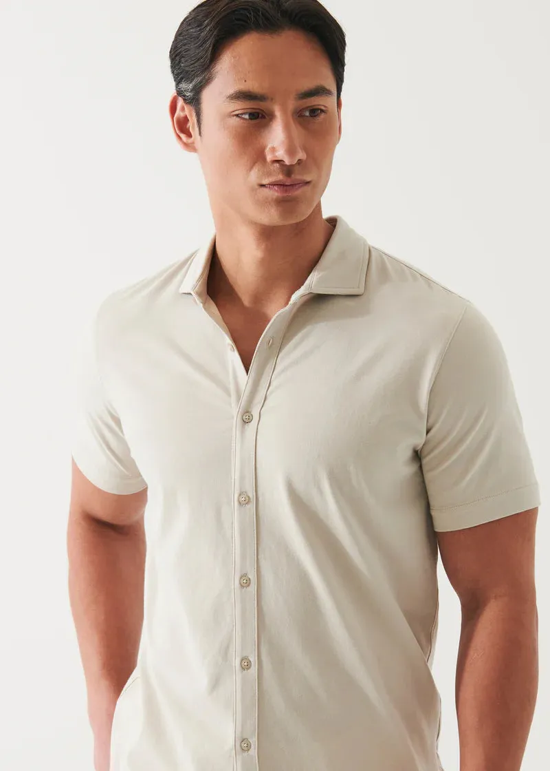 Patrick Assaraf Knit Front Shirt- Seal