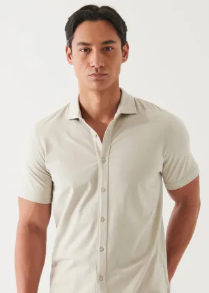 Patrick Assaraf Knit Front Shirt- Seal