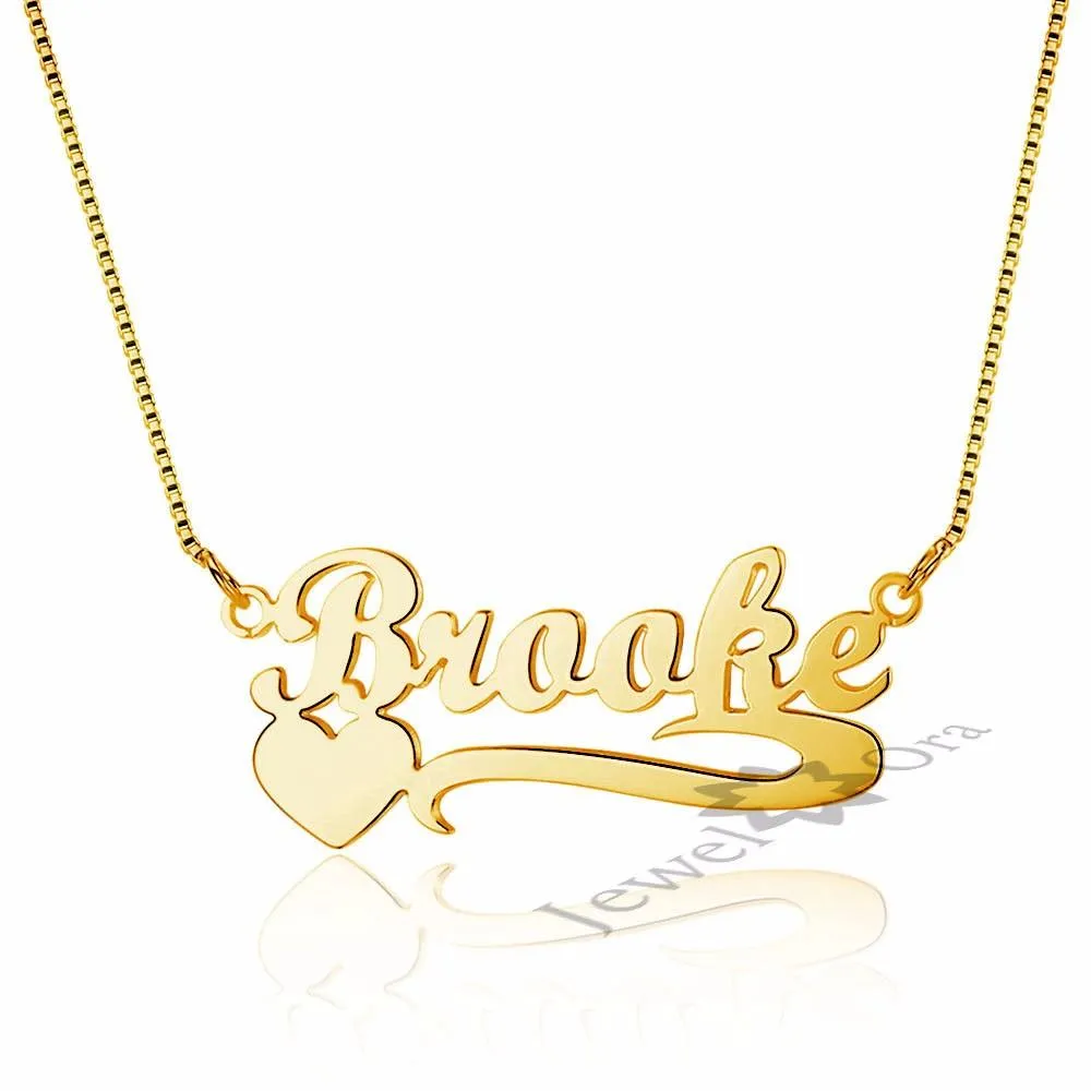 Personalized 925 Sterling Silver Arabic Name Necklace with Heart Pendant, Trendy Women’s Jewelry with Box, Best Fashion Jewelry Gift for Lovers