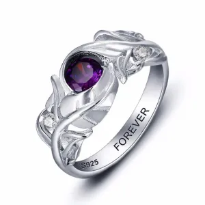 Personalized 925 Sterling Silver Leaf Rings for Women – Engraved Name – Custom Birthstone – Trendy Jewelry with Free Gift Box