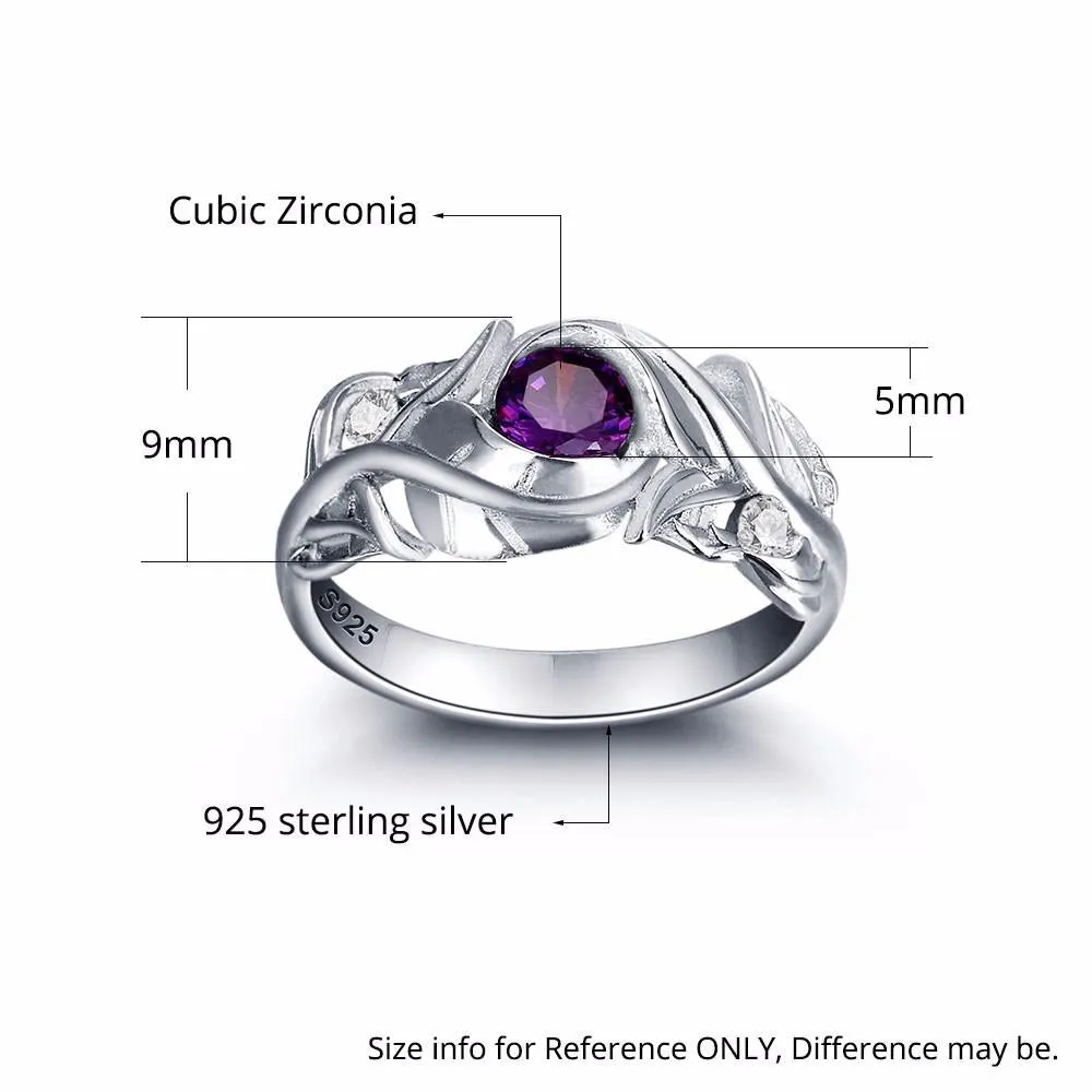 Personalized 925 Sterling Silver Leaf Rings for Women – Engraved Name – Custom Birthstone – Trendy Jewelry with Free Gift Box
