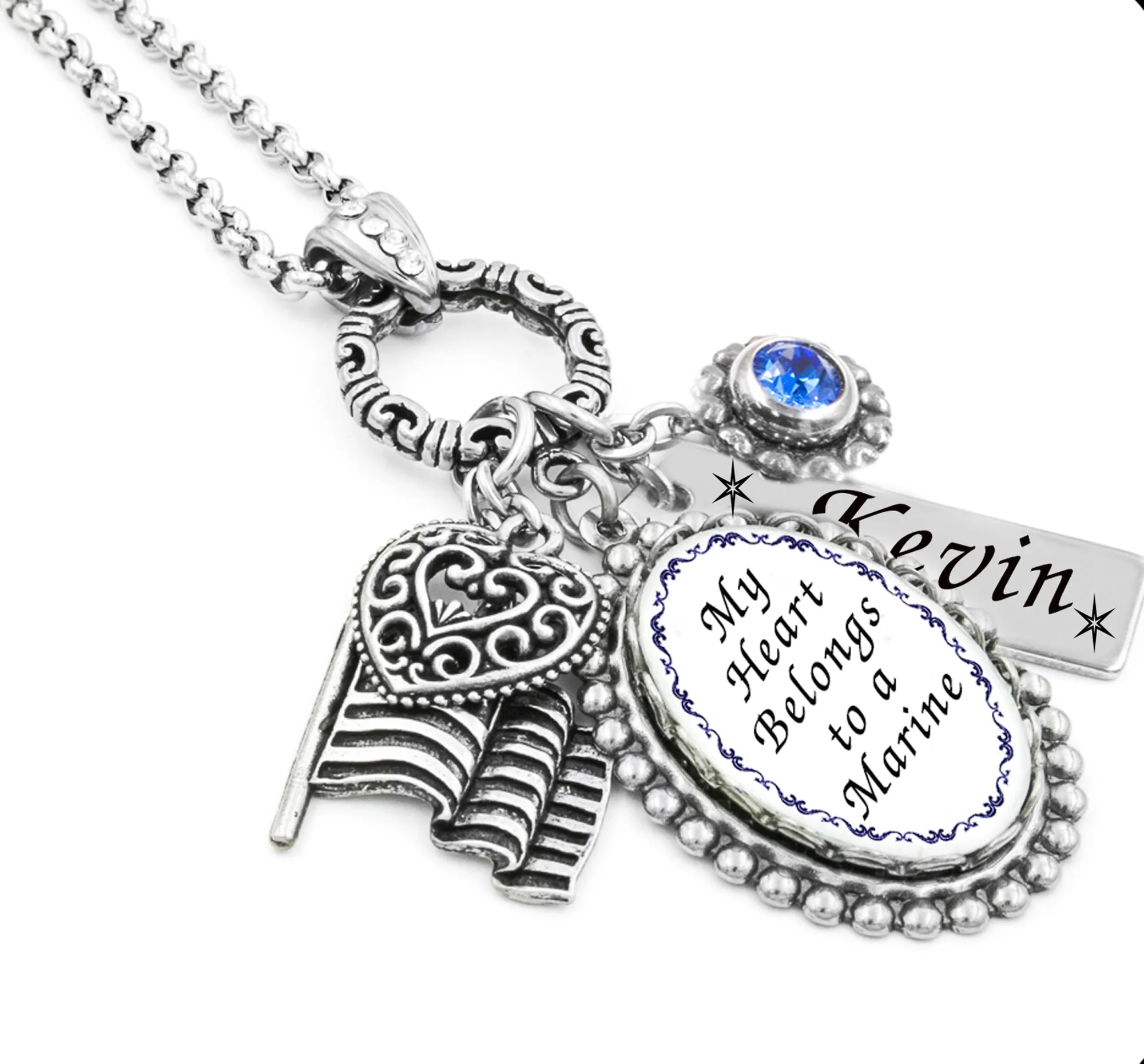 Personalized Marine Military Necklace