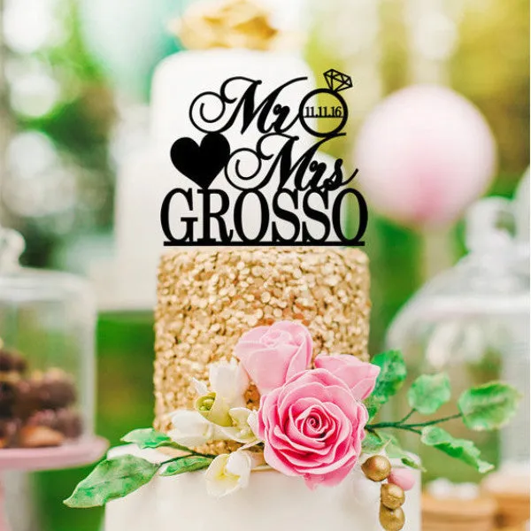 Personalized Mr & Mrs Wedding Cake Topper