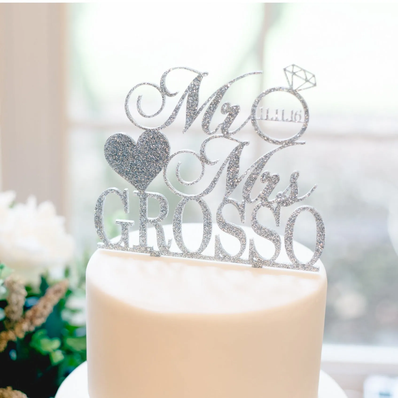 Personalized Mr & Mrs Wedding Cake Topper