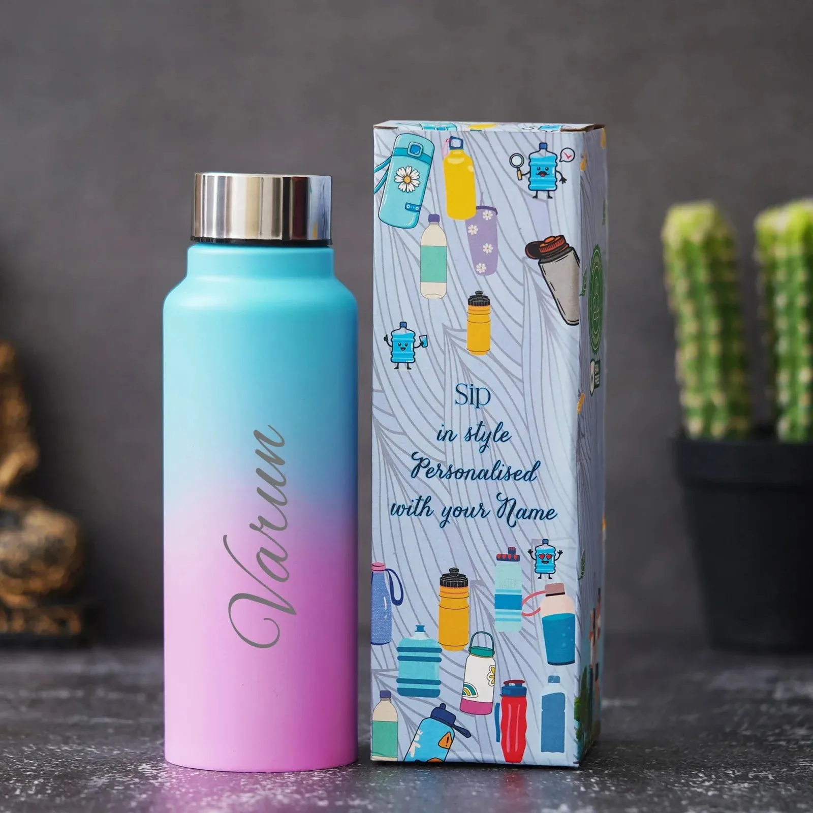 Personalized Multicolor Water Bottle - Rainbow 1