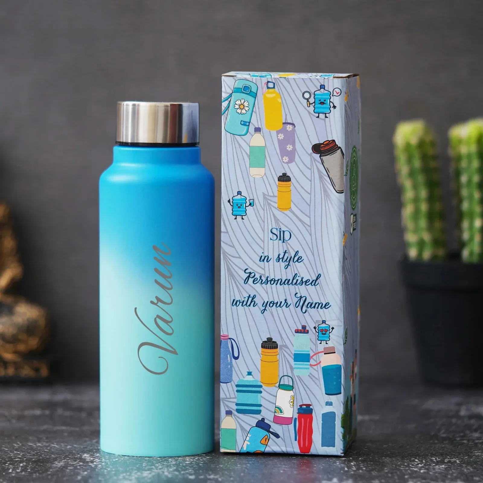 Personalized Multicolor Water Bottle - Rainbow 3