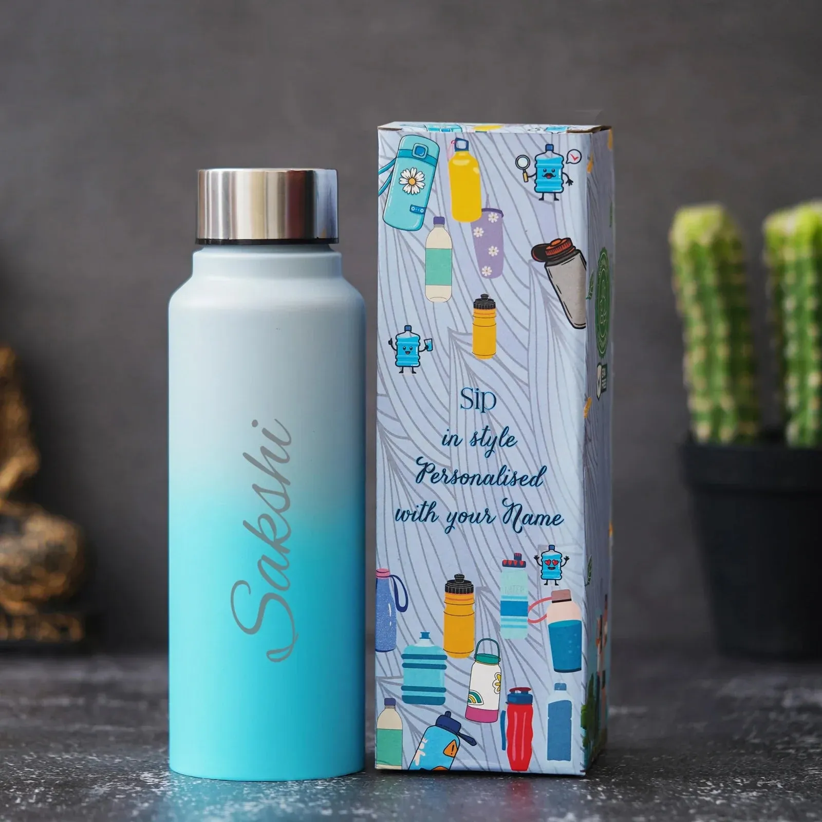 Personalized Multicolor Water Bottle - Rainbow 5