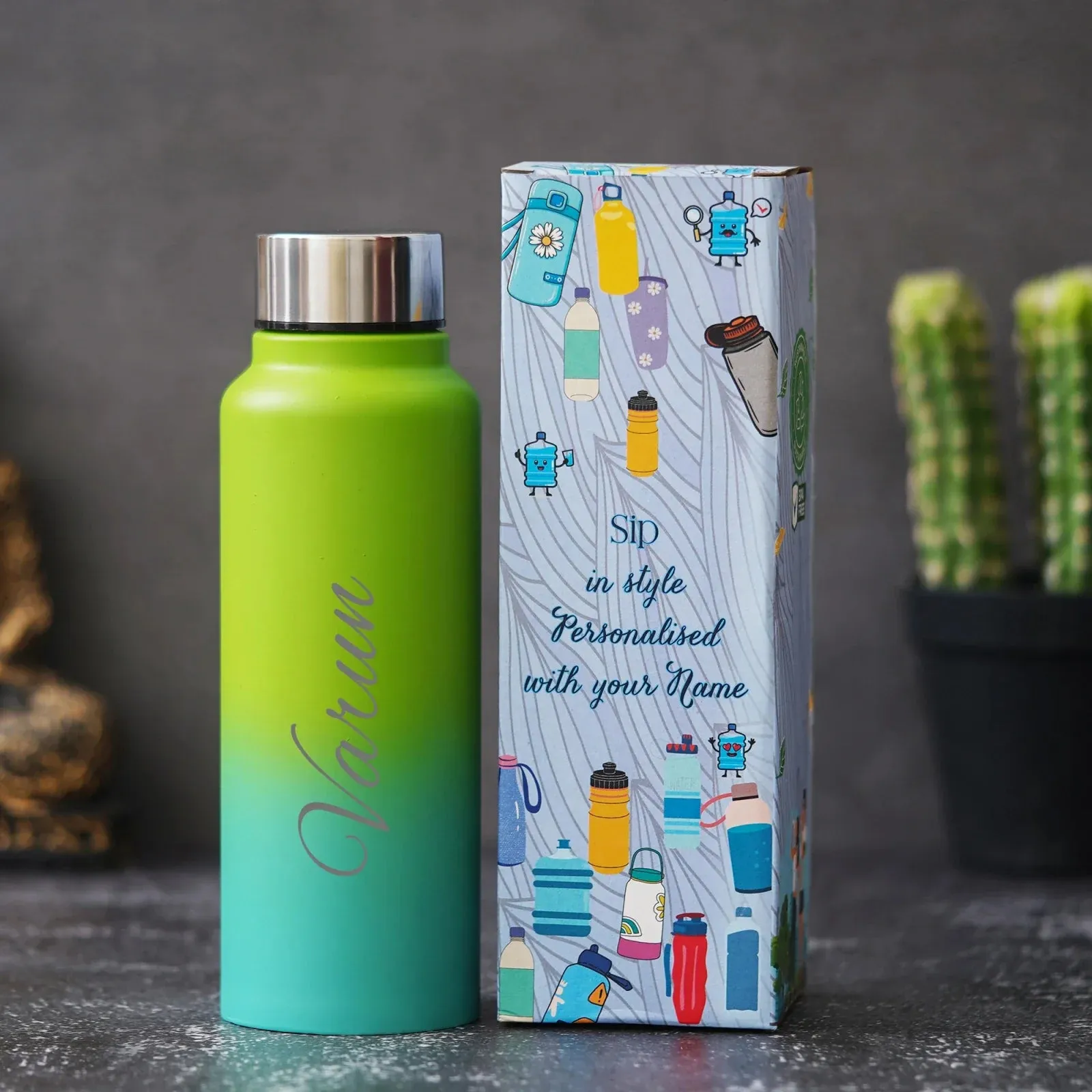 Personalized Multicolor Water Bottle - Rainbow 8