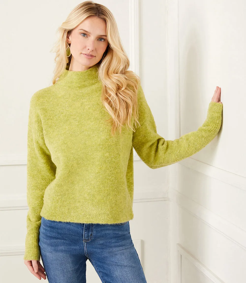 Petite Size Mock Neck Boucle Sweater