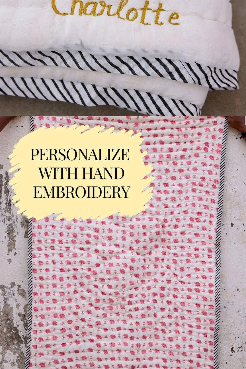 Pink Elephant Baby Quilt