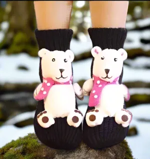 Playful 3D Knitted Socks - Polar Bear Design Provides Warmth for All Ages