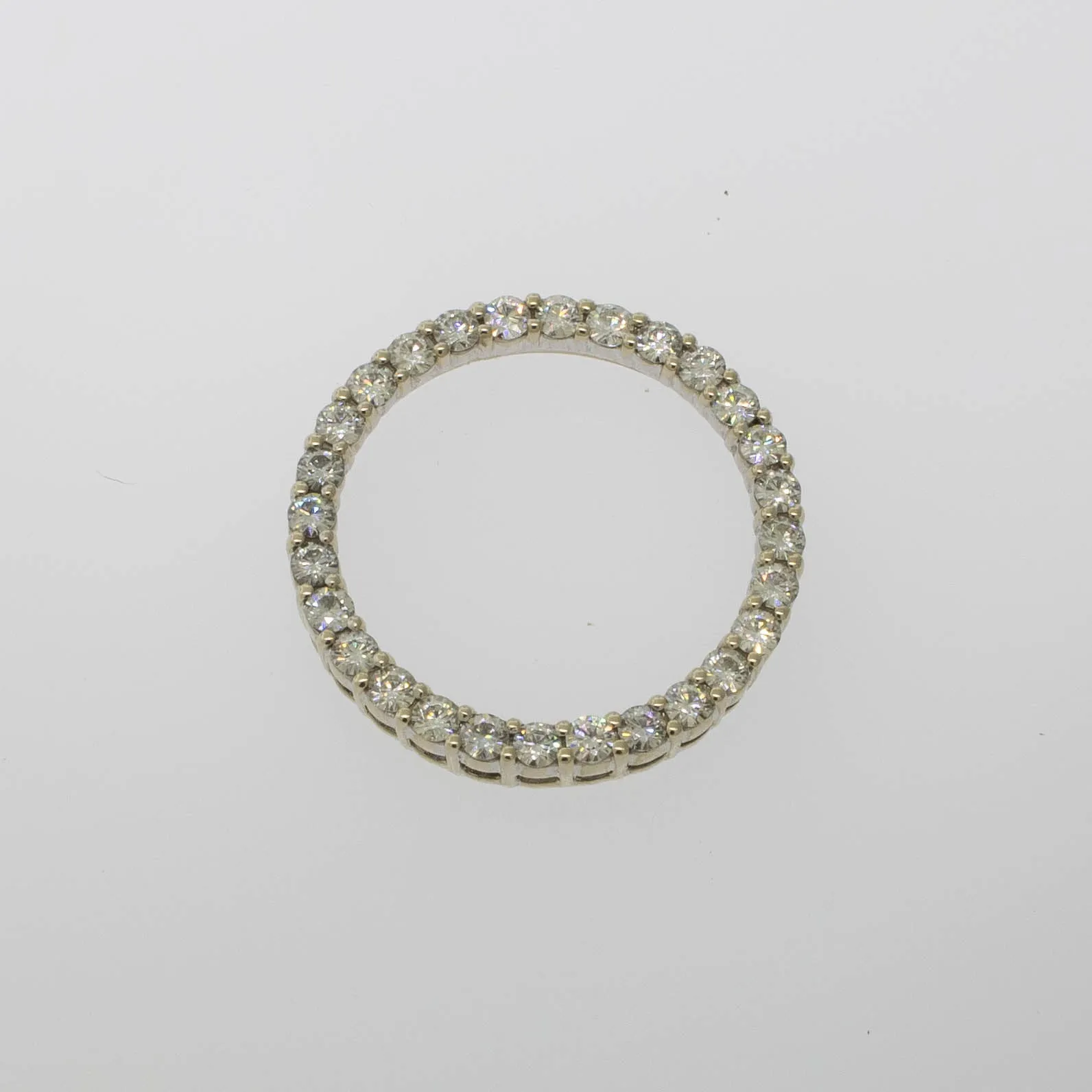 Preowned 14K White Gold Cubic Zirconia Pendant - 1 Inch Diameter